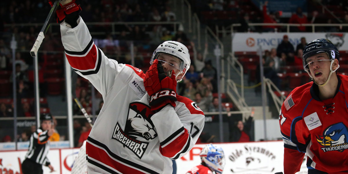 Warren Foegele's hat trick led the Checkers to a 4-1 win over Springfield